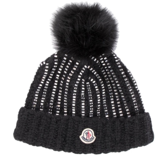 Firm$ Auth Moncler beanie with crystal and real fox fur pom—no offers please. - Picture 2 of 8